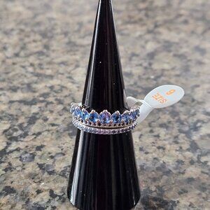 Bomb Party RBP7772 "Stunning Moments" Blue Topaz & Aquamarine CZ Sz 6